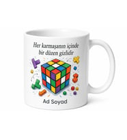 Rubik Küpü Çizimli Karmaşık Sorunları Çözen Zeki Arkadaş Kupası Hediye