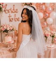 Çiçekli İncili Duvaklı Taç Çember Model Bekarlığa Veda Parti Aksesuarı Bride