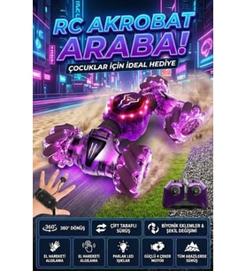 Uzaktan Kumandalı El Hareket Sensörlü Akrobat Araba 360 Derece Dönen Şarjlı Işıklı 4WD Drift Arabası