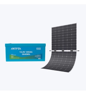 Antfea 12.8V 300Ah ABS Lityum Akü Akıllı Ekran LiFePo4 + Antfea 350W Esnek Güneş Paneli