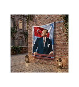 Istikbal Göklerdedir Mustafa Kemal Atatürk-Ay yıldız Poster poster Bayrak Raşel Kumaş 100x150 cm ATA33