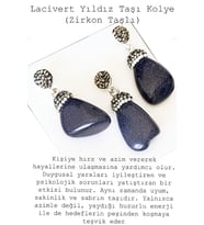 Sertifikalı Zirkon Taşlı Tamburlanmış Lacivert Mavi Yıldız Taşı Kolye (Çok Renkli)