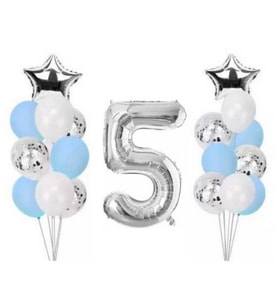 5 Yaş Gümüş Folyo Balon Set 21 Adet