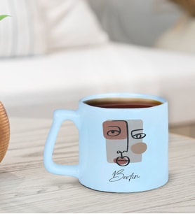 BK Gift Kişiye Özel İsimli Pastel Mavi Middle Kupa Bardak-2, Arkadaşa Hediye, Ev Hediyesi, Doğum Günü Hediyesi, Ofis Hediyesi