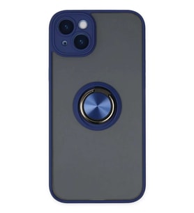 iPhone 14 Kılıf Montreal Yüzüklü Silikon Kapak - Lacivert