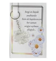 25 Adet EPOKSİ ANAHTARLIK KARTLI YONCA GÜMÜŞ PK:1-