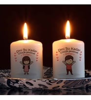 Kişiye Özel Sevgililere Özel Hediyelik 2li Mum Seti