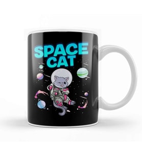 Adorable Space Cat Cute Kitty Astronaut Exploring Kupa Bardak Porselen