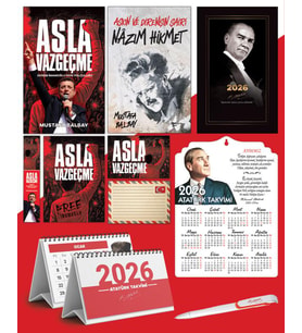 Asla Vazgeçme - Ayraç - Kartpostal - Poster - Nazım Hikmet -  2026 Ajanda Gazi Paşa - Ayyıldız Ahşap Duvar Takvimi - Masa Takvimi