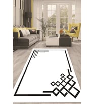 Dijital Kaymaz Taban Yıkanabilir Modern Renkli Salon Halısı Mutfak Halısı Yolluk ND-HT-854 (Beyaz)