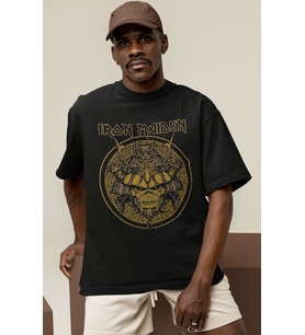Tasarım Iron Maiden Rock Metal Müzik Grubu Baskılı Unisex Oversize Tişört