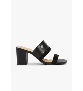 Tommy Hilfiger LEATHER & SUEDE BLOCK HEEL MULE Kadın siyah Terlik FW0FW08530BDS