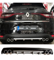 Renault Megane 4 Difüzör Arka Tampon Eki 4 Egzoz Çıkışlı Gri Lüx Tip