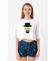 Breaking Bad Yellow Say My Name Head Beyaz Kadın Crop Tshirt