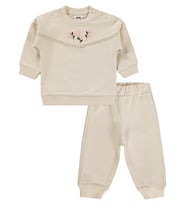 Civil Baby Çiçek Nakışlı 6-18 Ay Takım - Bej