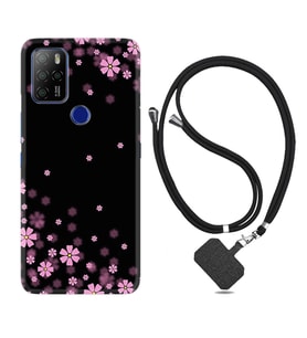 Omix X300 X500 X400 X600 X700 Kılıf Boyun Askılı Silikon Black flowers 1391