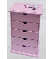 Hobi 90381 Şifonyer Takı Makyaj Kutusu 5Çekmece Parlak Pembe Lake Boya ElYapı