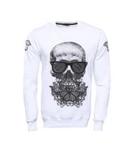 Baskılı Beyaz Bisiklet Yaka Sweatshirt - Wessi
