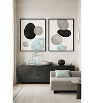 Modern Minimalist 2'li Ahşap Çerçeveli Tablo Seti