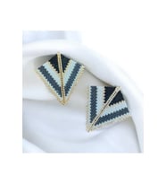 Üçgen Bijüteri Küpe, Yelpaze Küpe, Siyah, Gri, Gold, Krem, Miyuki, Özel Tasarım Küpe, Hediye (Çok Renkli)
