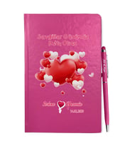 Sevgililer Gününe Özel Pembe Defter Kalem & Hediye Seti 30