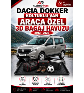Dacia Dokker Koltuklu Van 2013 - 2026 Araca Özel 3D Bagaj Havuzu