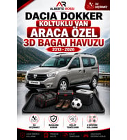 Dacia Dokker Koltuklu Van 2013 - 2026 Araca Özel 3D Bagaj Havuzu