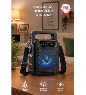 Torima Bluetooth Hoparlör Rgb Işıklı El Fenerli Kablosuz Speaker GTS-1767 Siyah