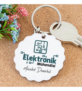 Kişiye Özel Elektronik Mühendisi Papatya Anahtarlık