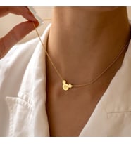 Kişiye Özel 925 Ayar Gümüş Zarif Mickey Mouse Harf Kolye (Gold)