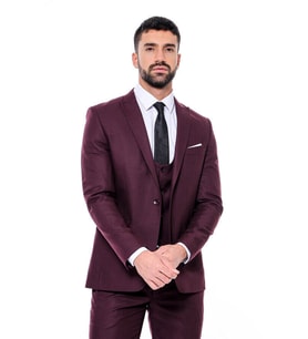 Desensiz Slim Fit Bordo Erkek Takım Elbise - Wessi