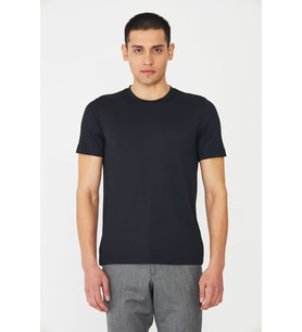 Siyah Bisiklet Yaka Basic T-shirt
