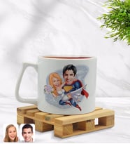 BK Gift Kişiye Özel Sevgililer Karikatürlü Middle Beyaz Kupa Bardak Model 92