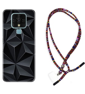 Tecno Camon 16 18P Pova Kılıf Boyun Asklı Rasta Silikon Prizmalar 1782