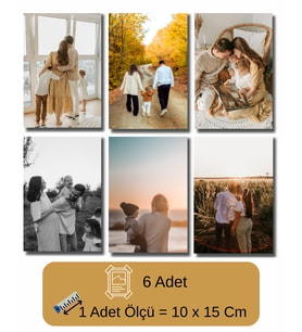 Kişiye Özel 6 Adet Fotoğraf Baskısı 10x15 cm,  Solmayan Anı Fotoğraf Baskısı (Çok Renkli)