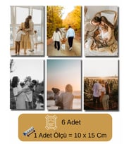 Kişiye Özel 6 Adet Fotoğraf Baskısı 10x15 cm,  Solmayan Anı Fotoğraf Baskısı (Çok Renkli)