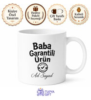 Baba Garantili Ürün Yazılı Komik Kupa Bardak Babalar Günü Hediyesi