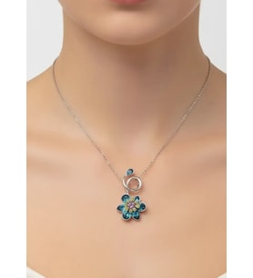 Çelik Silver Mavi Lydllia Kolye - 25-clkk253