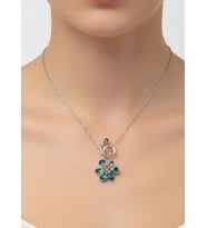 Çelik Silver Mavi Lydllia Kolye - 25-clkk253