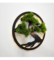 Led Işıklı ve Yeşil Bonsai Ağaç Tablo 40cm