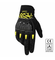 Motosiklet Eldiveni Full Koruma Ayarlanabilir Bilek Bantı Deri Microfiber Kumaş Motor Eldiven Yellow- Black