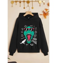 Çocuk T - Rex Baskılı Sweatshirt (Siyah)
