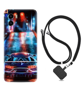 Vivo Y15S Y32 Y33S Y51 Y53S Kılıf Boyun Askılı Silikon Neon Cars 1724
