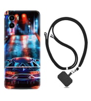 Vivo Y15S Y32 Y33S Y51 Y53S Kılıf Boyun Askılı Silikon Neon Cars 1724