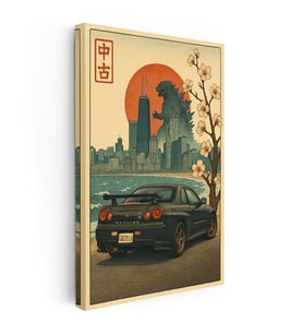 Dikey Kanvas Tablo Nissan Skyline R34 Godzilla Temalı Nissan Skyline Tablosu Ev Ofis Duvar Dekoru