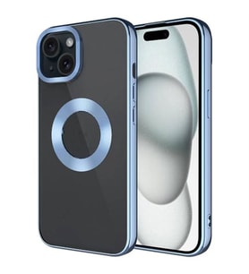 Coverzone Apple iPhone 15 ile uyumlu K?l?f Kamera Korumal? Logo G�steren Parlak renk kenar �izgileri ile ??k bir tasar?m Colored Z-Omega Kapak S?ERRA MAV?