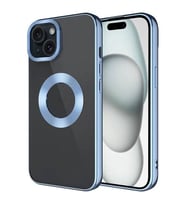 Coverzone Apple iPhone 15 ile uyumlu K?l?f Kamera Korumal? Logo G�steren Parlak renk kenar �izgileri ile ??k bir tasar?m Colored Z-Omega Kapak S?ERRA MAV?