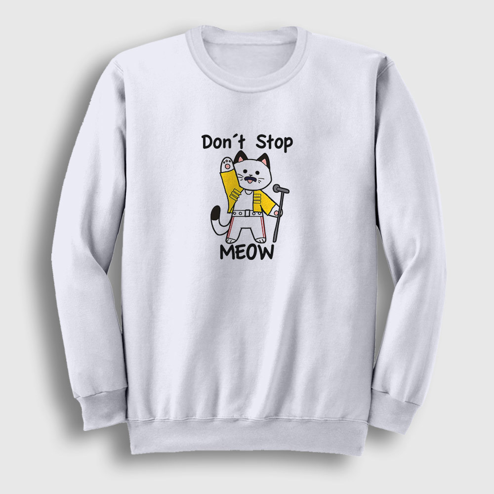 Presmono Unisex Beyaz Meow Queen Freddie Mercury Sweatshirt 407847tt (Beyaz)