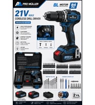 21V Kömürsüz Çift Akülü Metal Şanzıman Led Işıklı Darbeli Matkap 84pcs