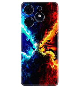 Tecno Spark 10 Pro Kılıf Silikon Desen Özel Seri Red Blue Leon 1714